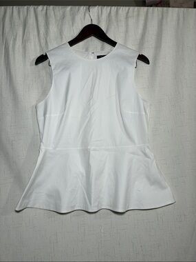 Theory White Sleeveless Peplum Blouse